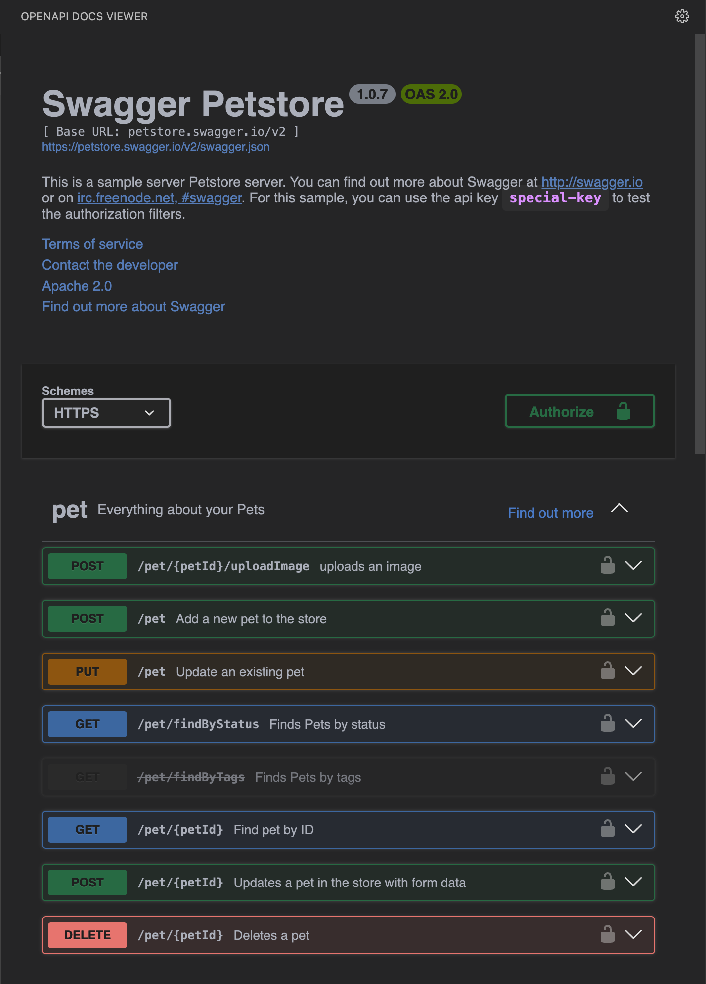 Swagger Dark Theme: Small